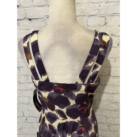 Karin Stevens Womens Fit and Flare Dress Purple & Black Floral Print 8 Petite - Picture 5 of 7